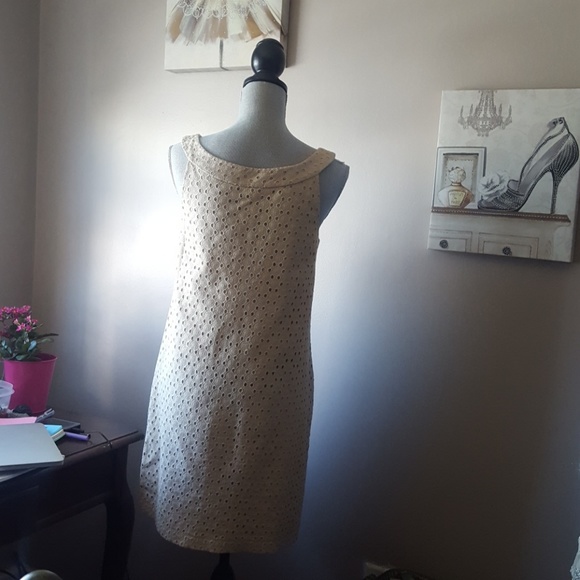 White House Black Market Sand Eyelet Shift Dress - Picture 4 of 7